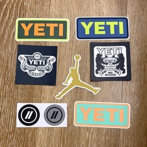 Brand New 5 pc. Yeti Sticker Set with Jordan sticker and Blenders sticker set.